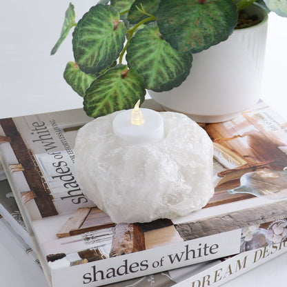 One White Quartz Candle Holder Rough