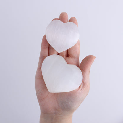 One Selenite (Satin Spar) Heart Puff - Expert Wholesale and Supplier of Wholesale Crystals & Bulk Gemstones, ["close_30","Hearts","Morocco","Selenite"]
