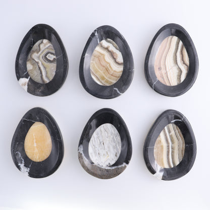 One Mexican Onyx/Calcite with Marble Egg-Shaped Dish - Expert Wholesale and Supplier of Wholesale Crystals & Bulk Gemstones, ["Calcite","Catalog Onyx","close_50","Decorative Dish","Marble","Mexico","onyx"]