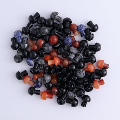 80 pcs Mini Mushrooms Obsidian, Carnelian, Sodalite & Larvikite - Expert Wholesale and Supplier of Wholesale Crystals & Bulk Gemstones, ["Black Obsidian","carnelian","larvikite","Mushrooms","Obsidian","Sodalite"]