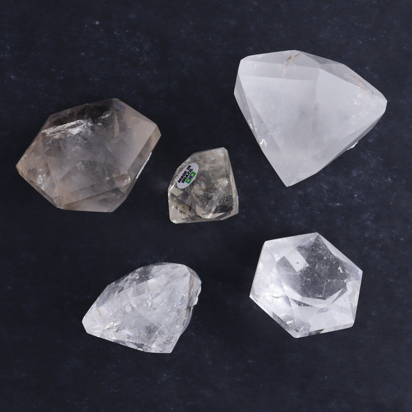 Imperfect Clear Quartz Face Polished Set of 5 - Expert Wholesale and Supplier of Wholesale Crystals & Bulk Gemstones, ["Brazil","Clear Quartz","Diamond","Face Polished","Quartz"]