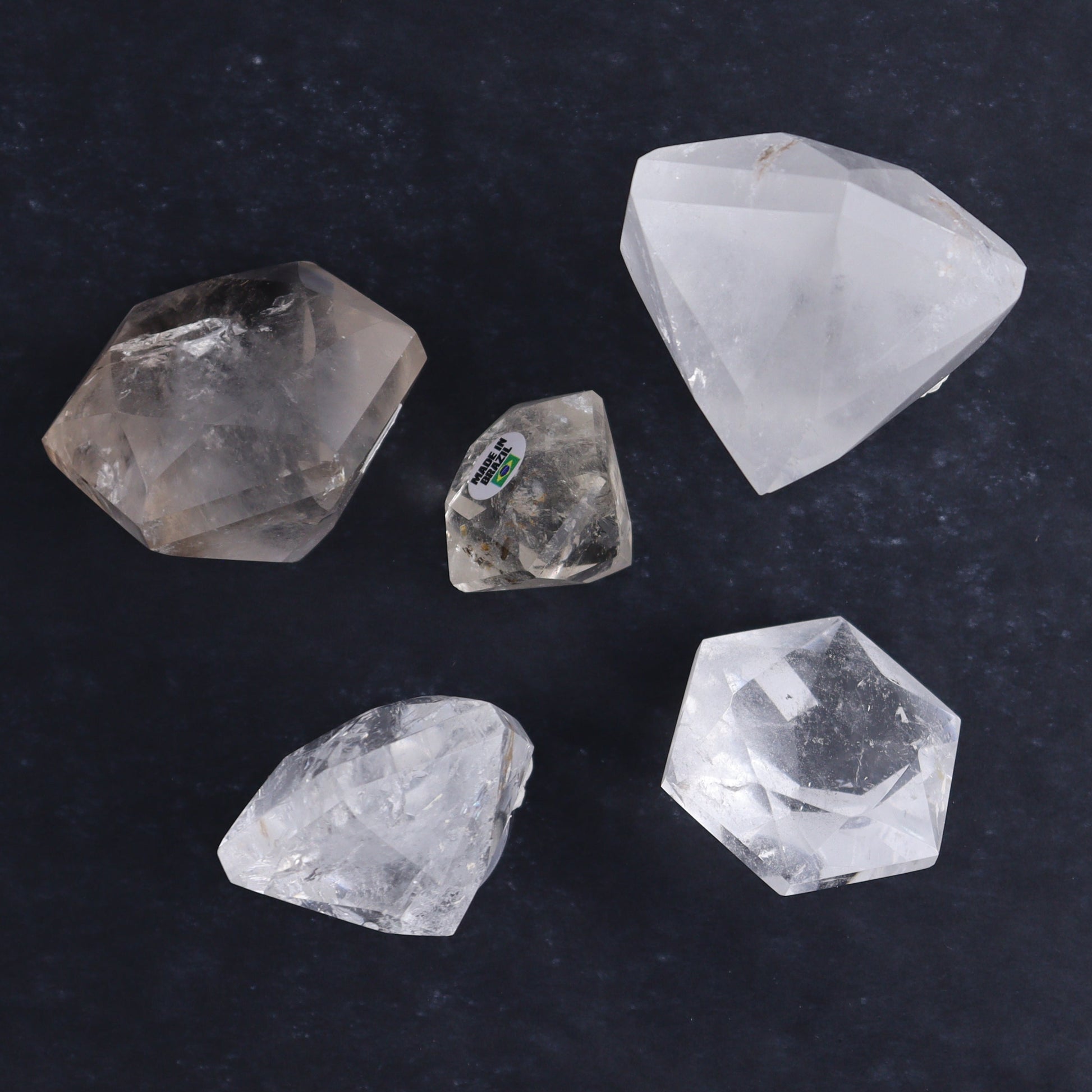 Imperfect Clear Quartz Face Polished Set of 5 - Expert Wholesale and Supplier of Wholesale Crystals & Bulk Gemstones, ["Brazil","Clear Quartz","Diamond","Face Polished","Quartz"]