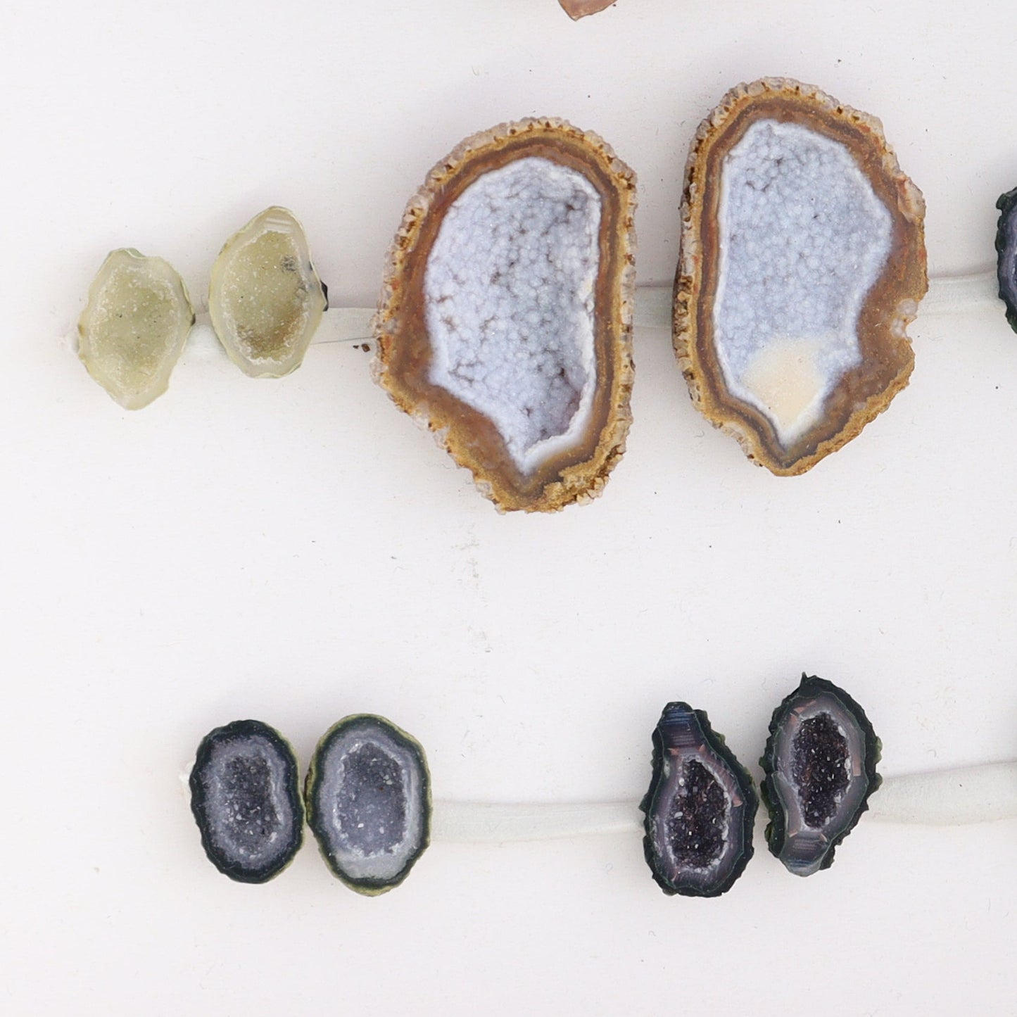 Tabasco Geodes 9 Pairs - Expert Wholesale and Supplier of Wholesale Crystals & Bulk Gemstones, ["Geodes","Tabasco Geode"]