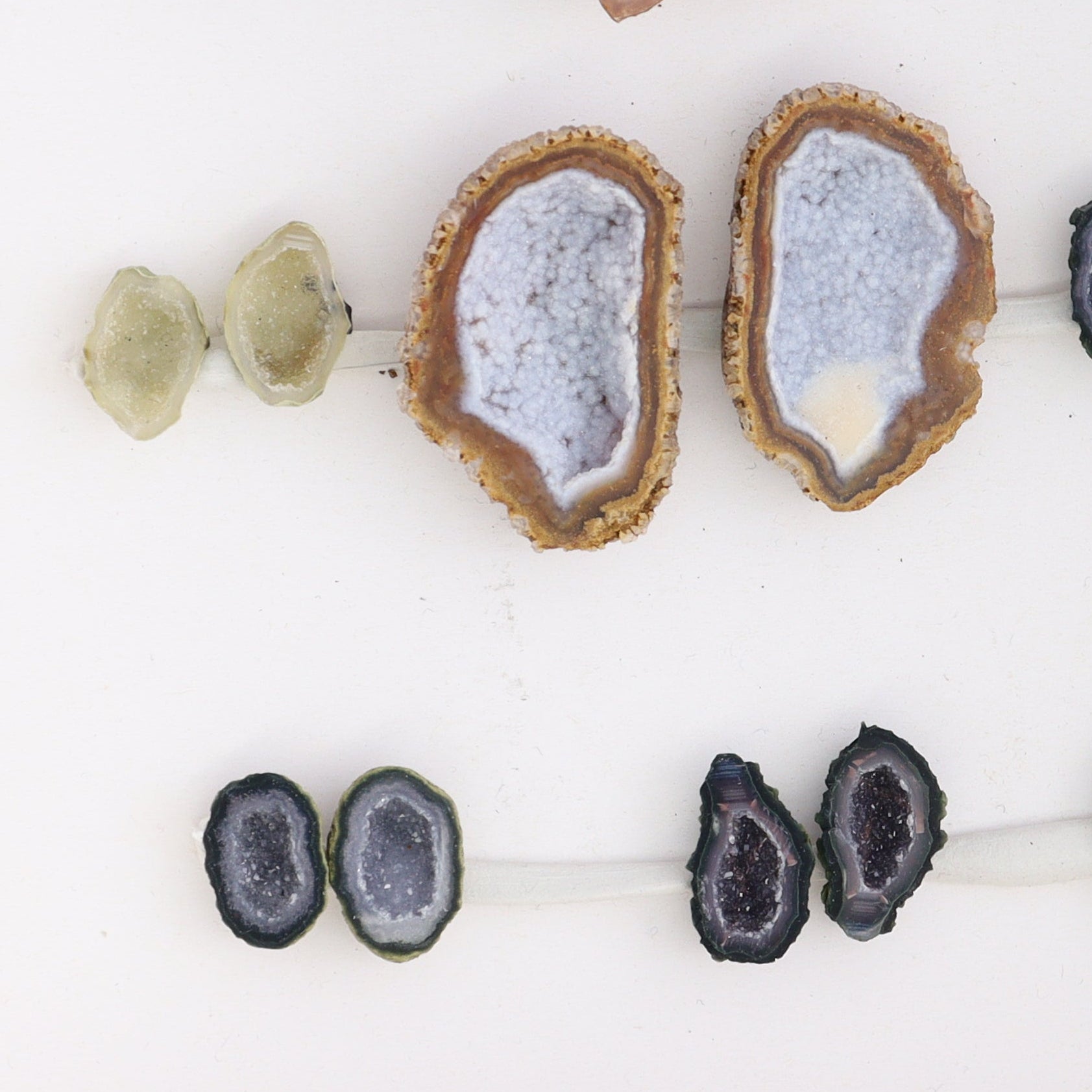 Tabasco Geodes 9 Pairs - Expert Wholesale and Supplier of Wholesale Crystals & Bulk Gemstones, ["Geodes","Tabasco Geode"]