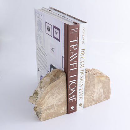 One Pair of Brown/Grey Round Petrified Wood Bookends - Expert Wholesale and Supplier of Wholesale Crystals & Bulk Gemstones, ["Bookends","Indonesia","Petrified Wood"]