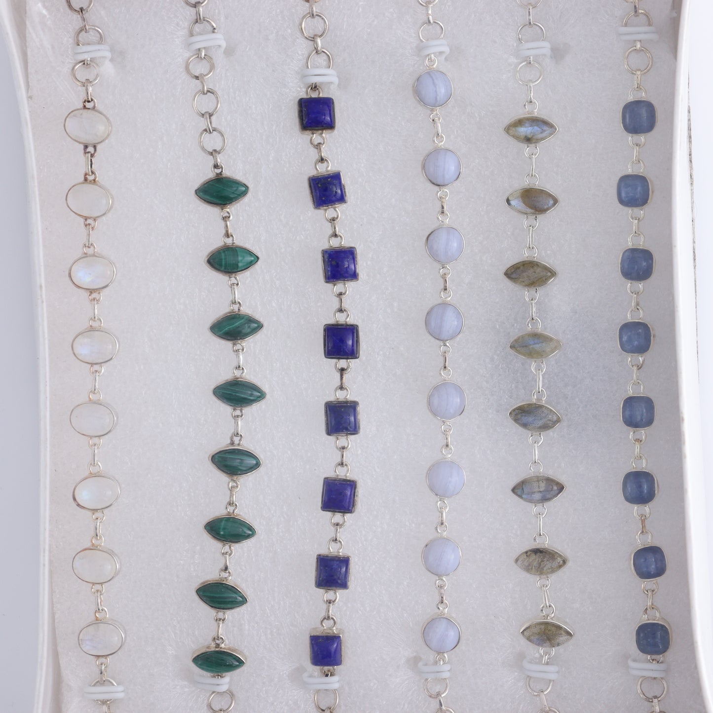 Mixed Gemstones Bracelets Set of 6 - Expert Wholesale and Supplier of Wholesale Crystals & Bulk Gemstones, ["Bracelet","bracelets","close_50","India","sterling silver"]