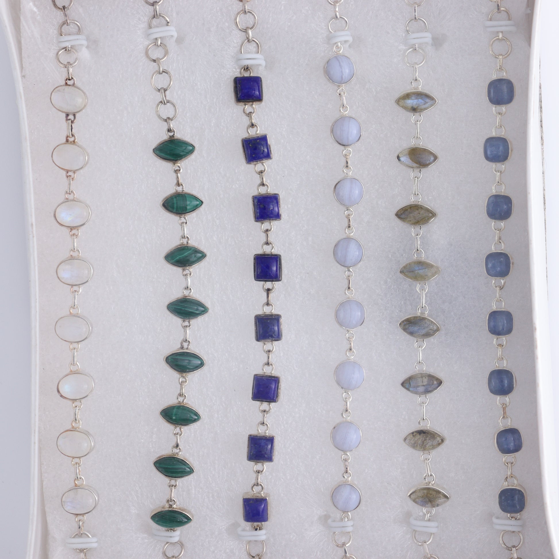 Mixed Gemstones Bracelets Set of 6 - Expert Wholesale and Supplier of Wholesale Crystals & Bulk Gemstones, ["Bracelet","bracelets","close_50","India","sterling silver"]