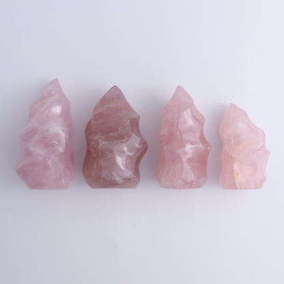 Rose Quartz Flames Set of 4 - Expert Wholesale and Supplier of Wholesale Crystals & Bulk Gemstones, ["flames","Madagascar","Quartz","Rose Quartz"]