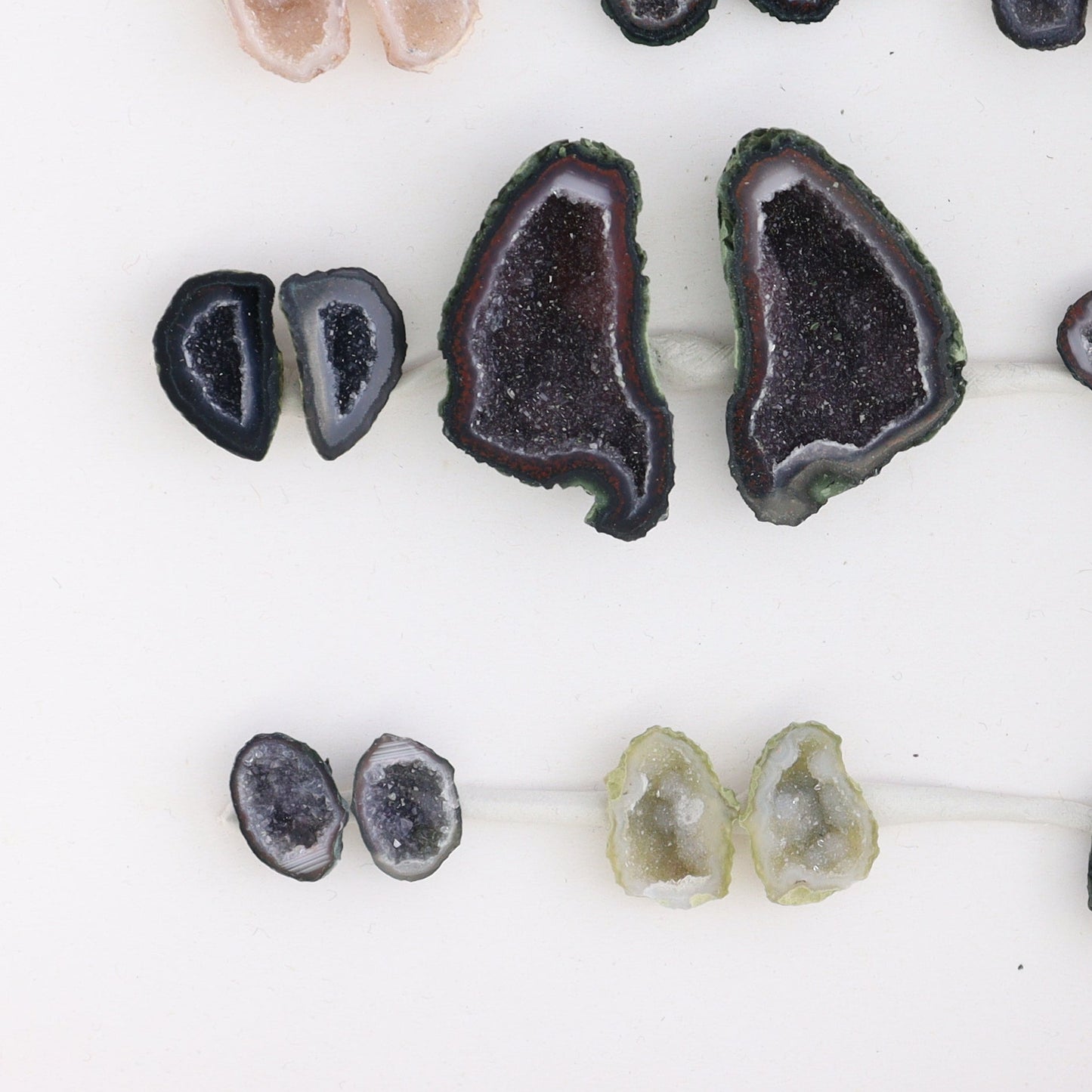 Tabasco Geodes 9 Pairs - Expert Wholesale and Supplier of Wholesale Crystals & Bulk Gemstones, ["Geodes","Tabasco Geode"]