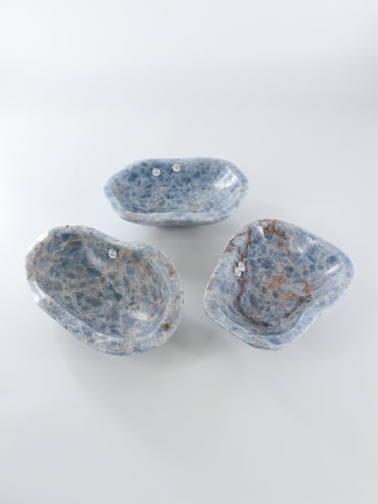 Blue Calcite Bowls Set of 3 - Expert Supplier of Wholesale Crystals & Bulk Gemstones