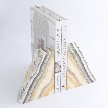 One Pair of Mexican Onyx/Calcite Yellow Zebra Rough Bookend - Expert Wholesale and Supplier of Wholesale Crystals & Bulk Gemstones, ["Bookends","Calcite","Catalog Onyx","Mexico","onyx"]