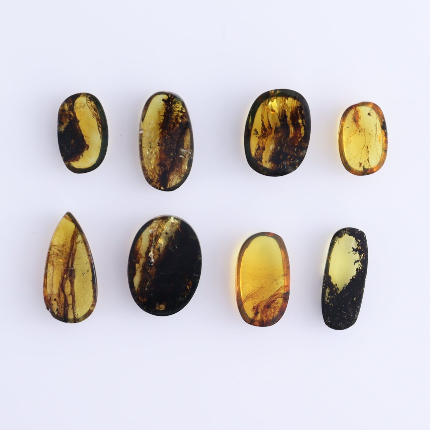Chiapas Mexico Amber Cabs Set of 8 - Expert Wholesale and Supplier of Wholesale Crystals & Bulk Gemstones, ["Amber","Cabs","Chiapas Amber","Mexico"]