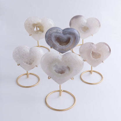 Agate Hearts with Stand Set of 6 - Expert Wholesale and Supplier of Wholesale Crystals & Bulk Gemstones, ["Agate","Brazil","Hearts"]