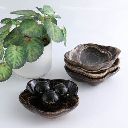 One Mexican Onyx/Calcite Chocolate Polished Irregular Bowl