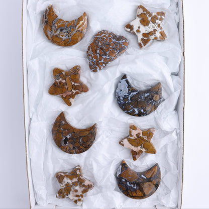 Brecciated Jasper Moons, Stars, and Clouds Set of 9 - Expert Wholesale and Supplier of Wholesale Crystals & Bulk Gemstones, ["Brecciated Jasper","Clouds","Indonesia","moons","stars"]