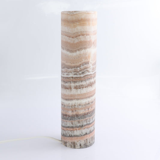 One Pink & Amber Banding Polished Top Onyx Lamp Blind