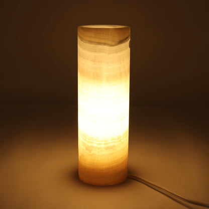 One Small White & Honey Polished Top Onyx Lamp Blind