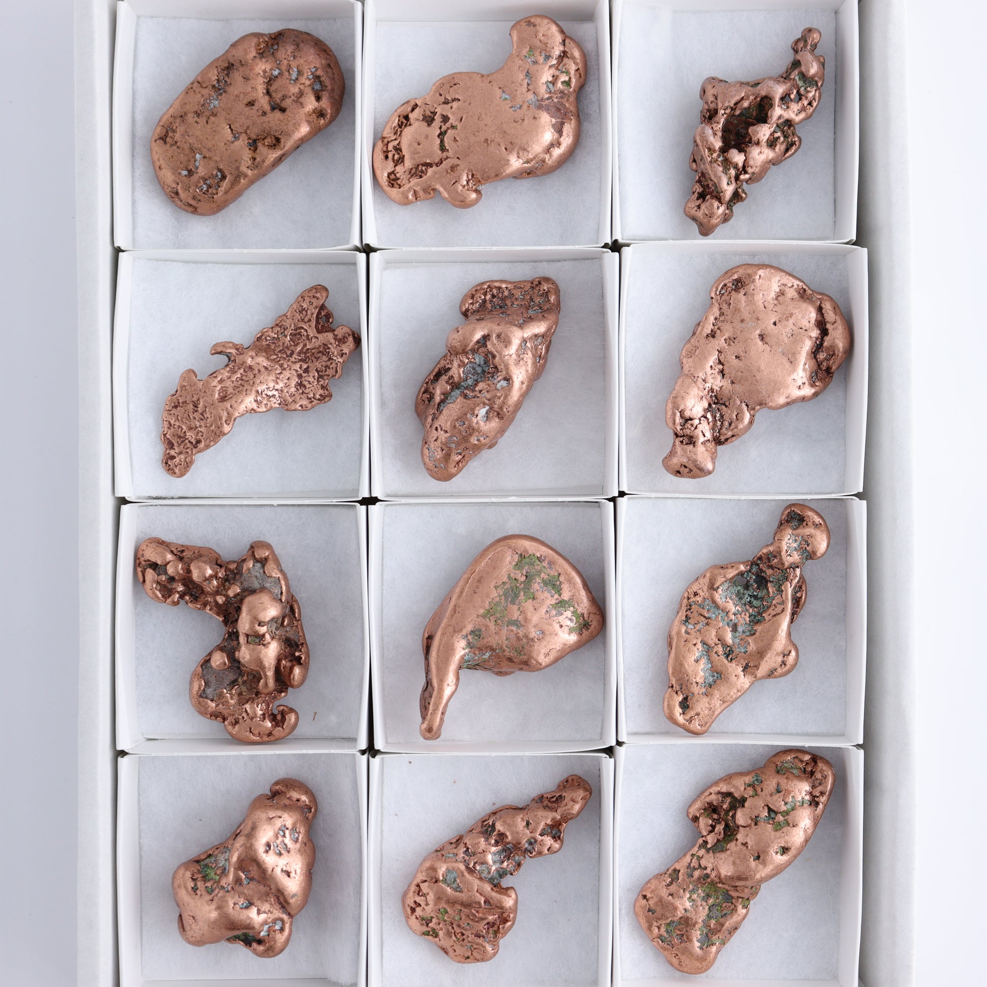 Copper Nuggets Flat of 12 - Expert Wholesale and Supplier of Wholesale Crystals & Bulk Gemstones, ["copper","Copper Nuggets","Freeforms","United States"]