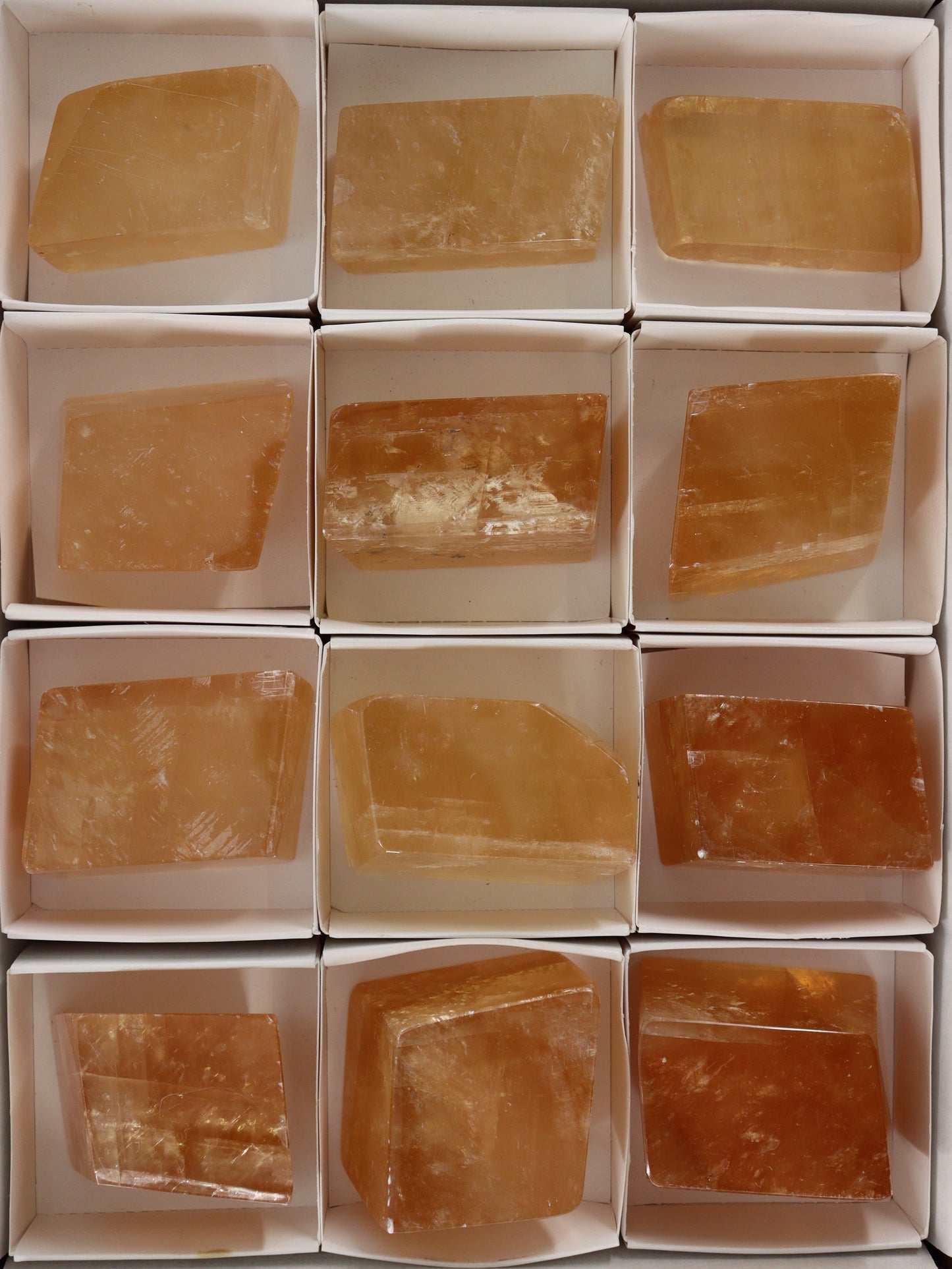 Honey Optical Calcite Freeforms Set of 12