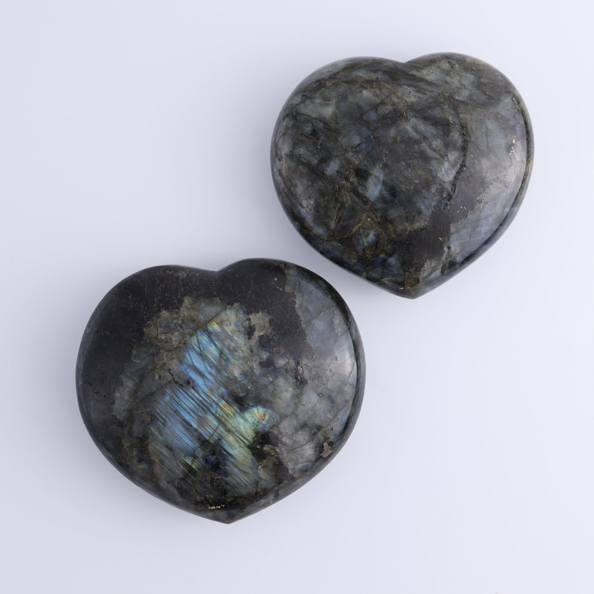 Labradorite Hearts Set of 2 - Expert Wholesale and Supplier of Wholesale Crystals & Bulk Gemstones, ["close_70","Hearts","Labradorite","Madagascar"]