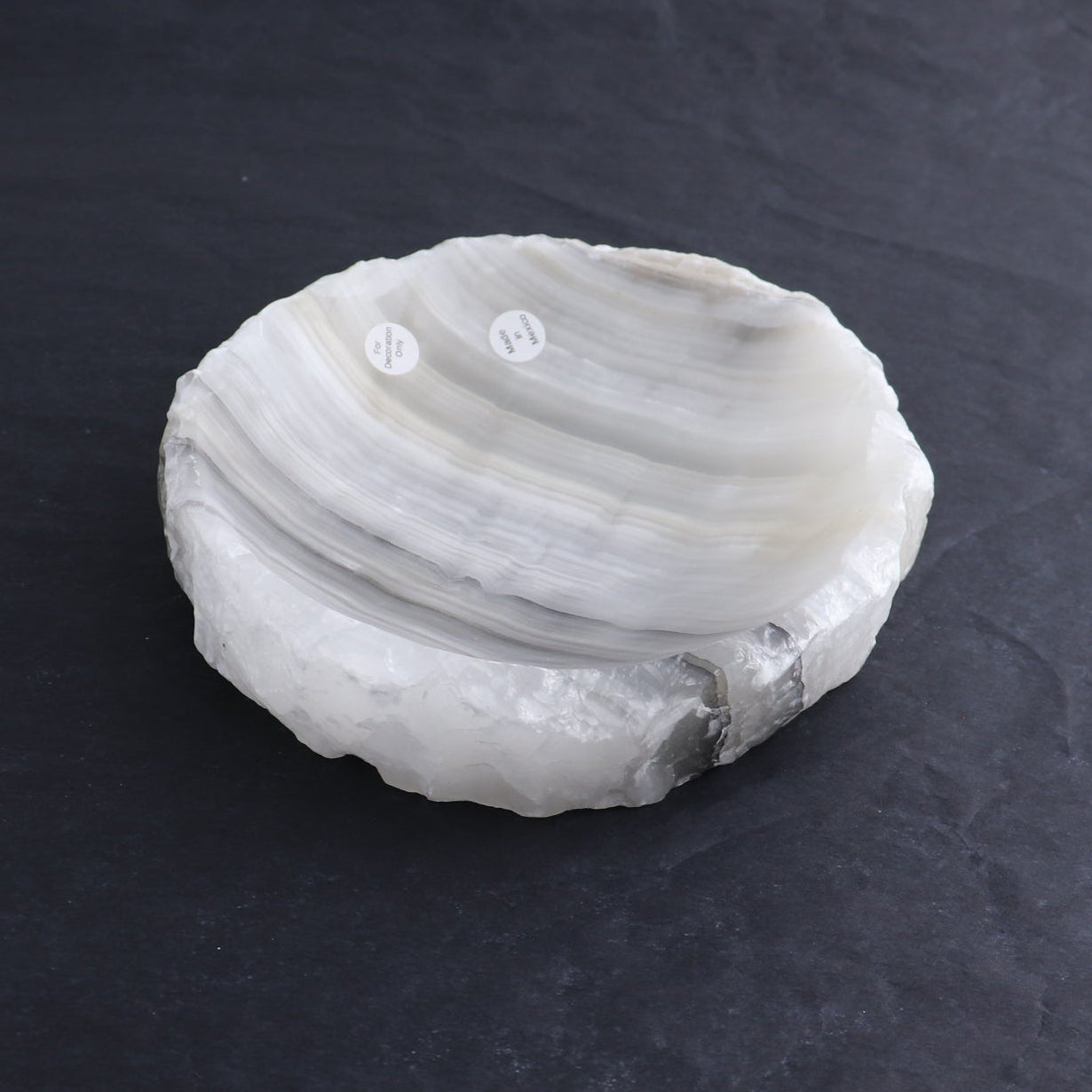 One Rustic Bowl Mexican Onyx/Calcite White & Grey