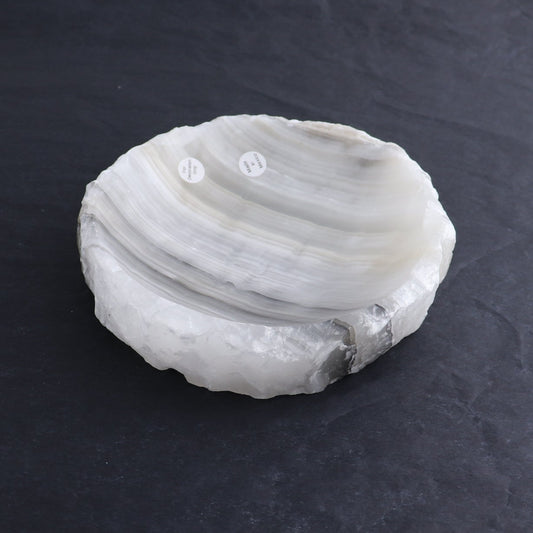 One Rustic Bowl Mexican Onyx/Calcite White & Grey
