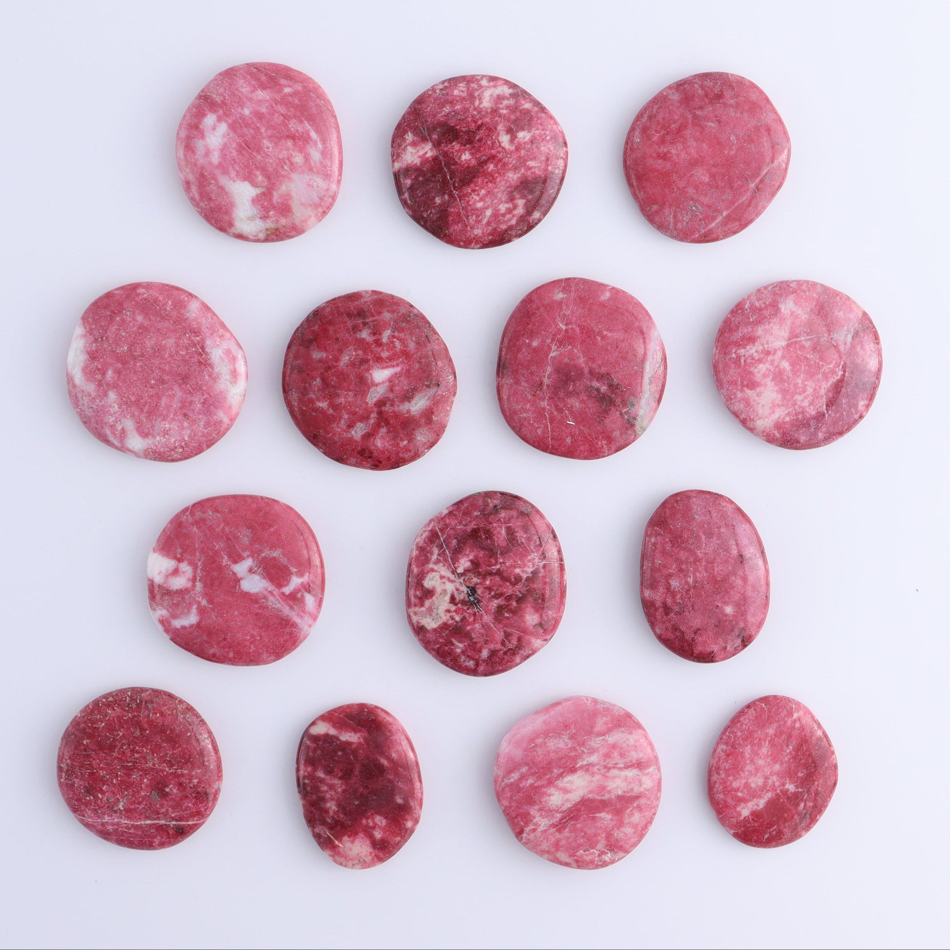 Thulite Flat Stones Set of 14 - Expert Wholesale and Supplier of Wholesale Crystals & Bulk Gemstones, ["Flat Stone","thulite"]