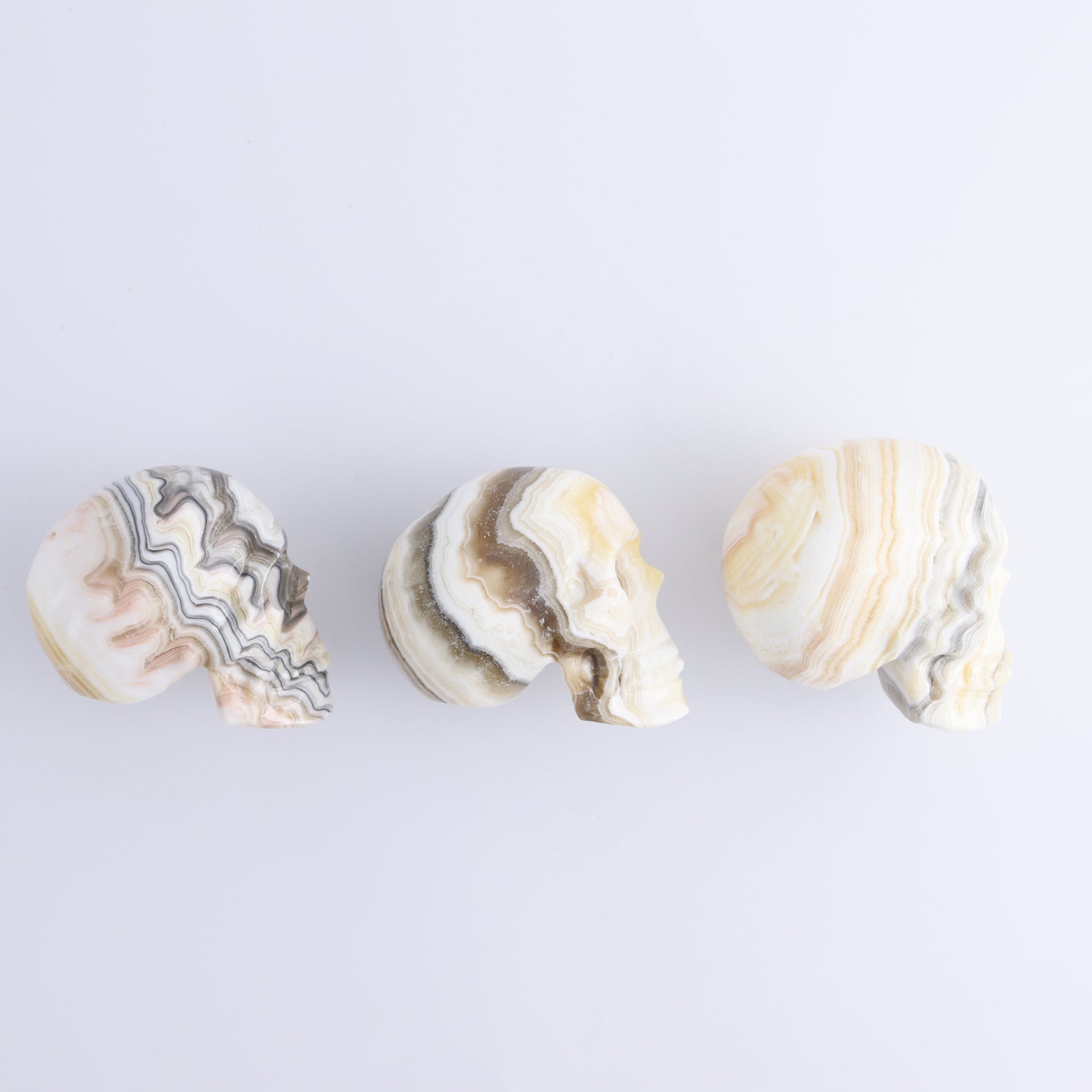 Onyx Skulls Set of 3 - Expert Wholesale and Supplier of Wholesale Crystals & Bulk Gemstones, ["Mexico","onyx","Skulls"]