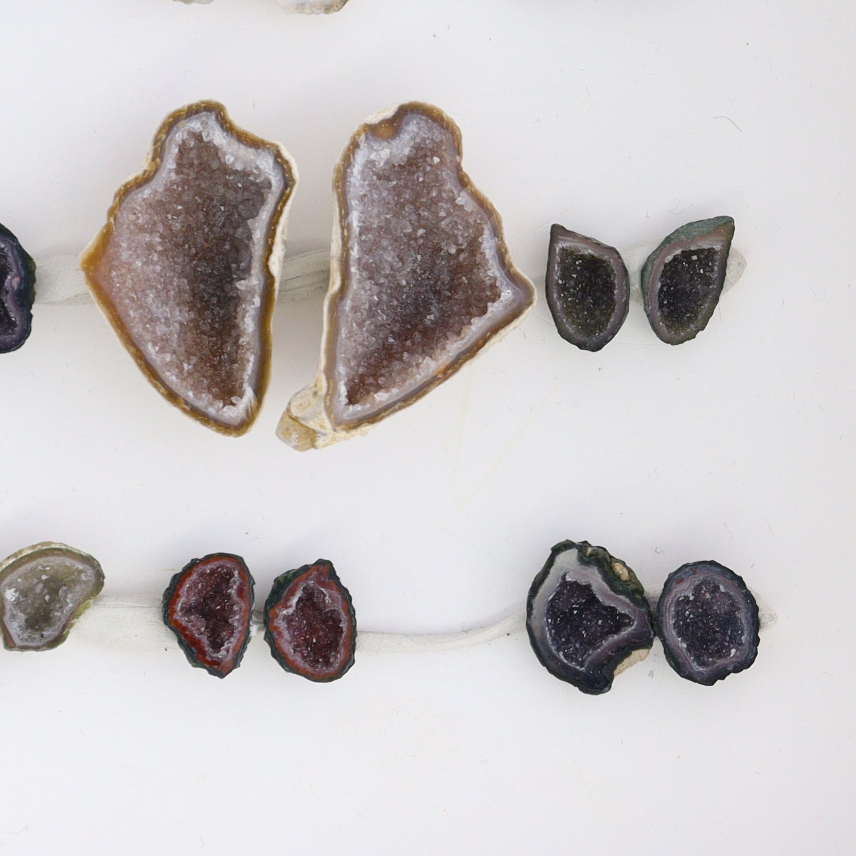 Tabasco Geodes 9 Pairs - Expert Wholesale and Supplier of Wholesale Crystals & Bulk Gemstones, ["Geodes","Tabasco Geode"]