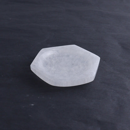 One Selenite (Satin Spar) Hexagon Shallow Bowl 7 cm - Expert Wholesale and Supplier of Wholesale Crystals & Bulk Gemstones, ["Bowls","Hexagon","Morocco","Selenite"]