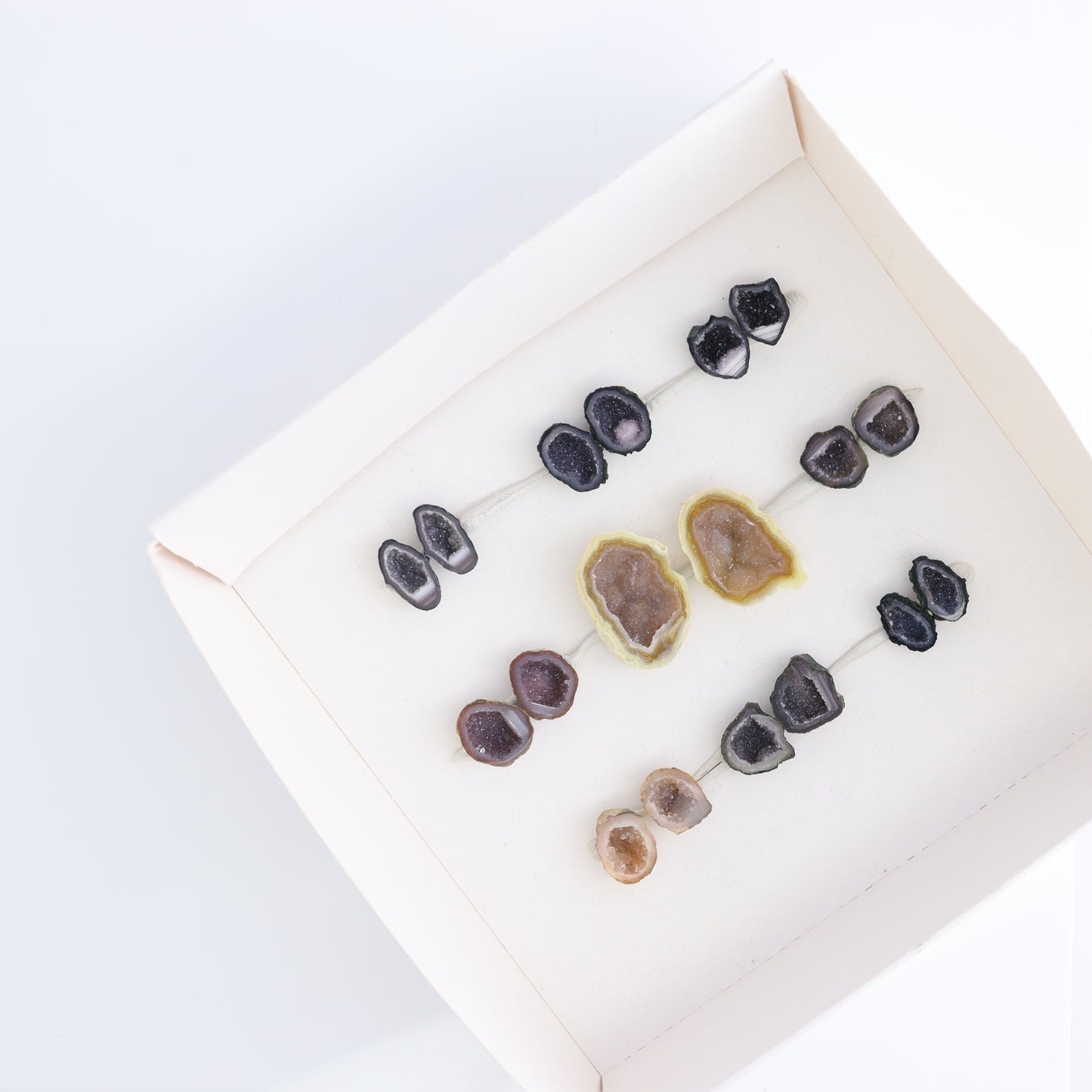 Tabasco Geodes 9 Pairs - Expert Wholesale and Supplier of Wholesale Crystals & Bulk Gemstones, ["Geodes","Tabasco Geode"]