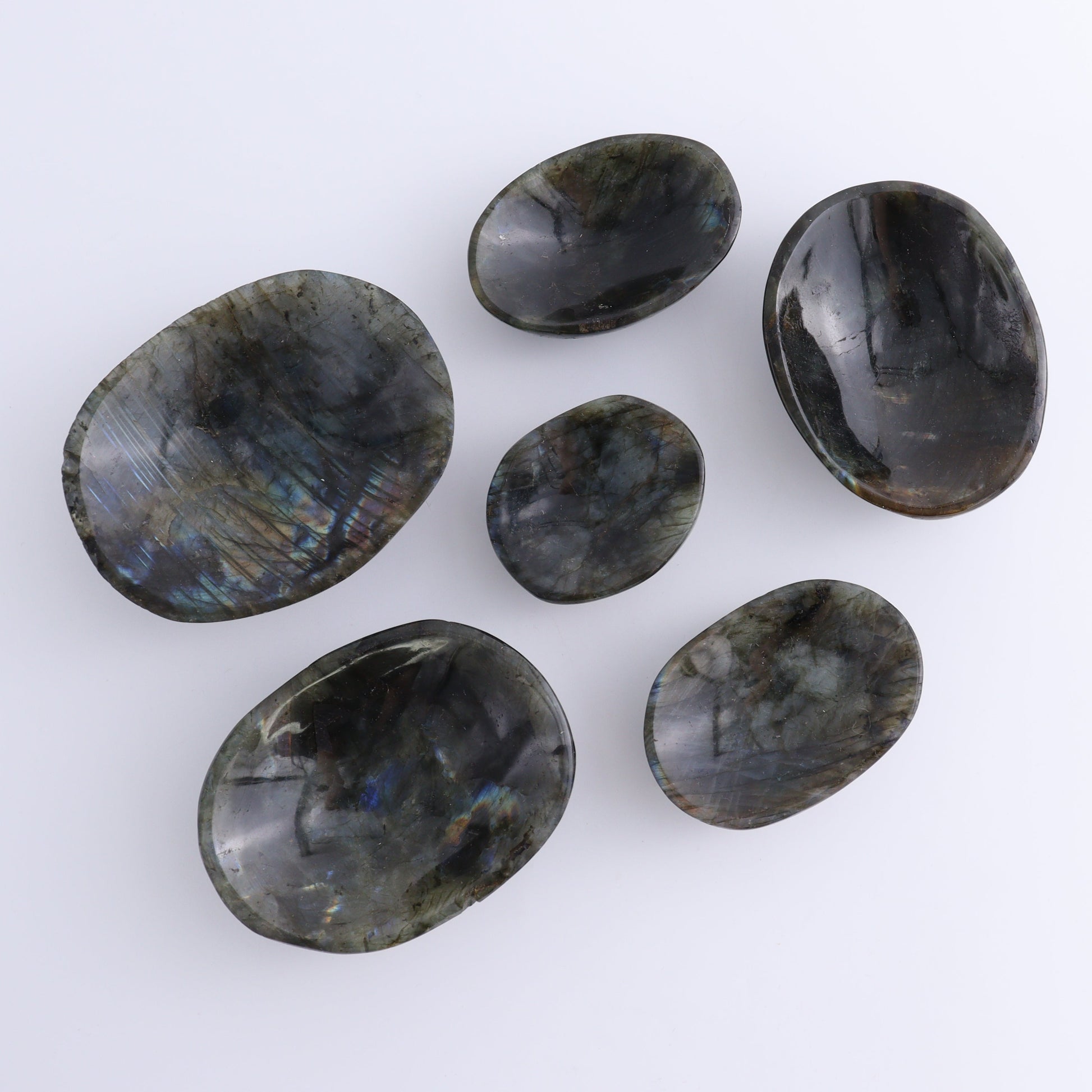 Labradorite Bowls Set of 10 - Expert Wholesale and Supplier of Wholesale Crystals & Bulk Gemstones, ["Bowls","Labradorite","Madagascar"]