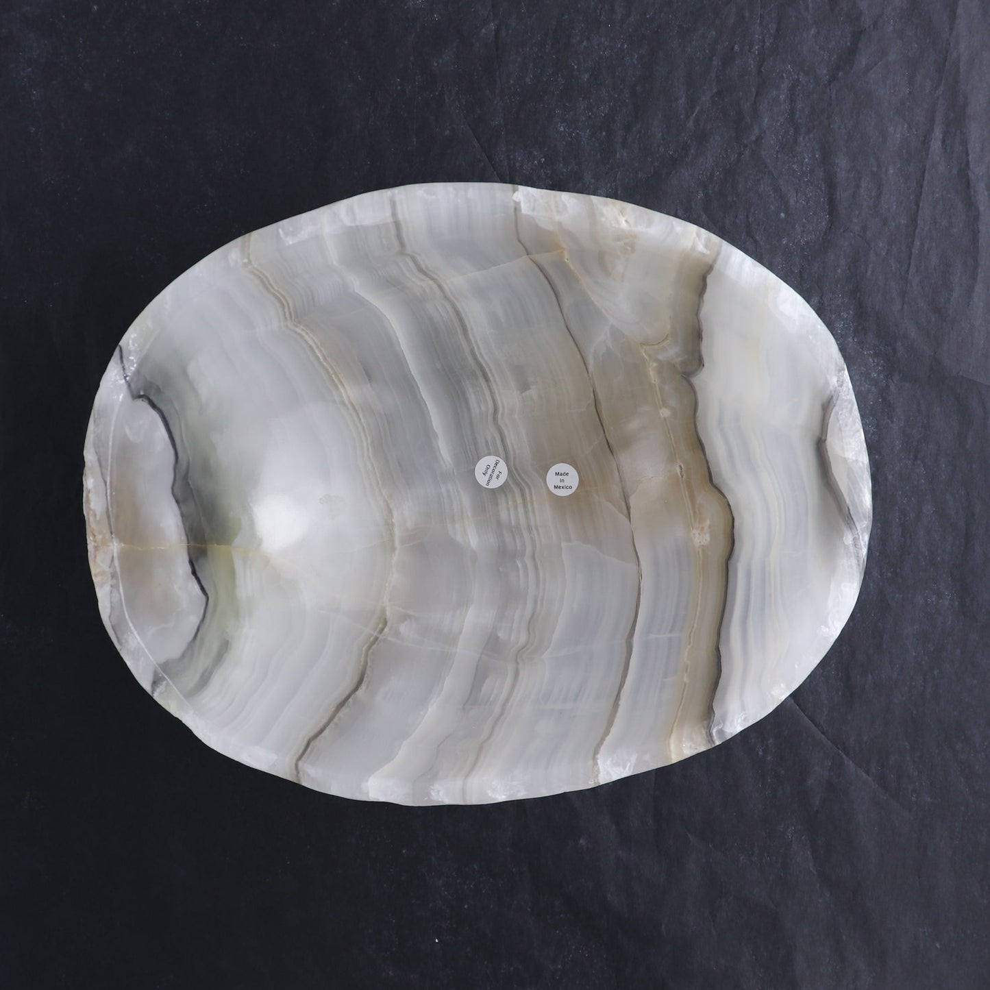 One Bowl Mexican Onyx/Calcite White with Black Banding Rough