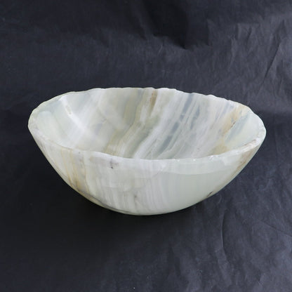 One Bowl Mexican Onyx/Calcite White with Green Banding Rough
