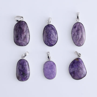 One Charoite Sterling Silver Pendant (chain not included) - Expert Wholesale and Supplier of Wholesale Crystals & Bulk Gemstones, ["Charoite","Pendant","sterling silver"]
