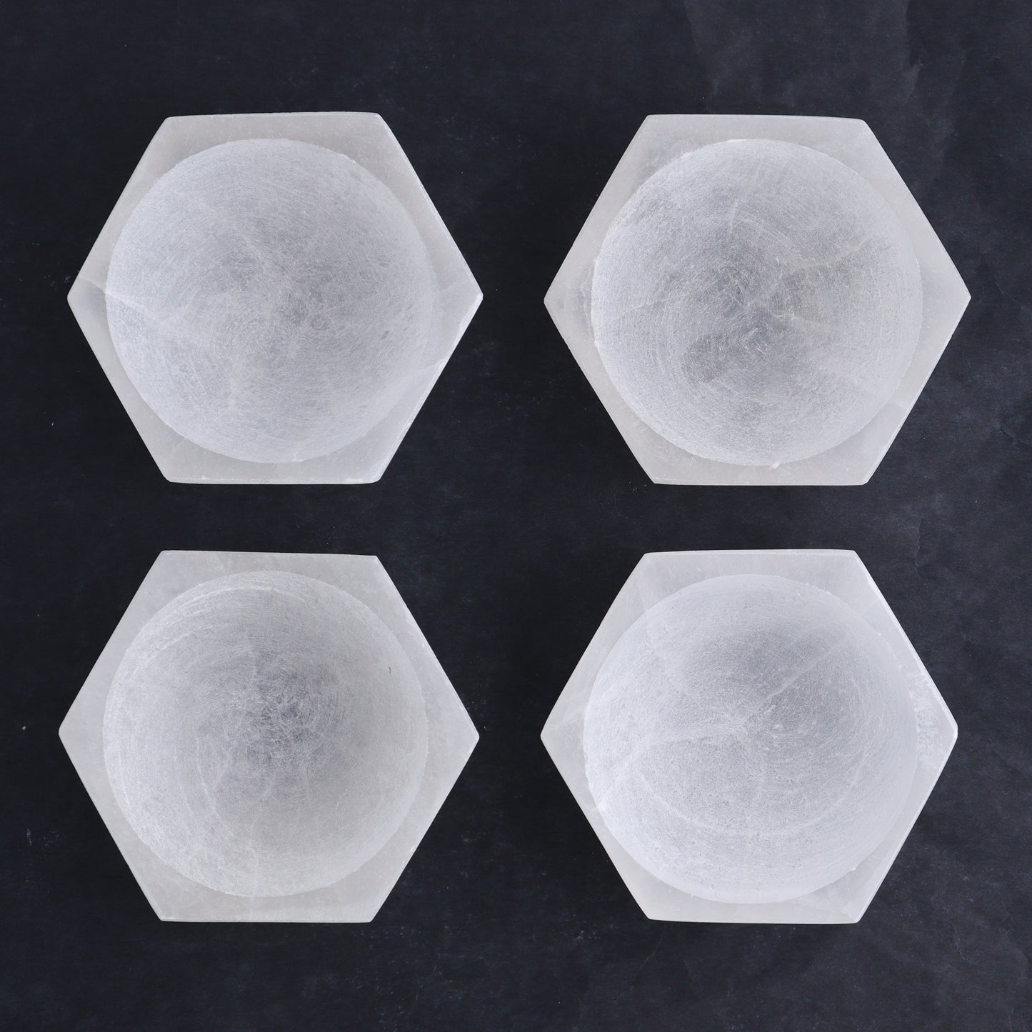 One Selenite (Satin Spar) Hexagon Bowl 10 cm - Expert Wholesale and Supplier of Wholesale Crystals & Bulk Gemstones, ["Bowls","Hexagon","Morocco","Selenite"]