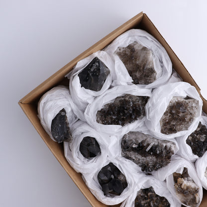 Smoky Quartz Clusters Set of 12 - Expert Wholesale and Supplier of Wholesale Crystals & Bulk Gemstones, ["Brazil","close_70","cluster","Clusters","Quartz","Smoky Quartz"]