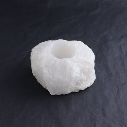 One White Quartz Candle Holder Rough