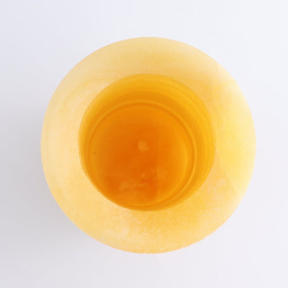 One Medium Flower Vase Mexican Onyx/Calcite Yellow & White