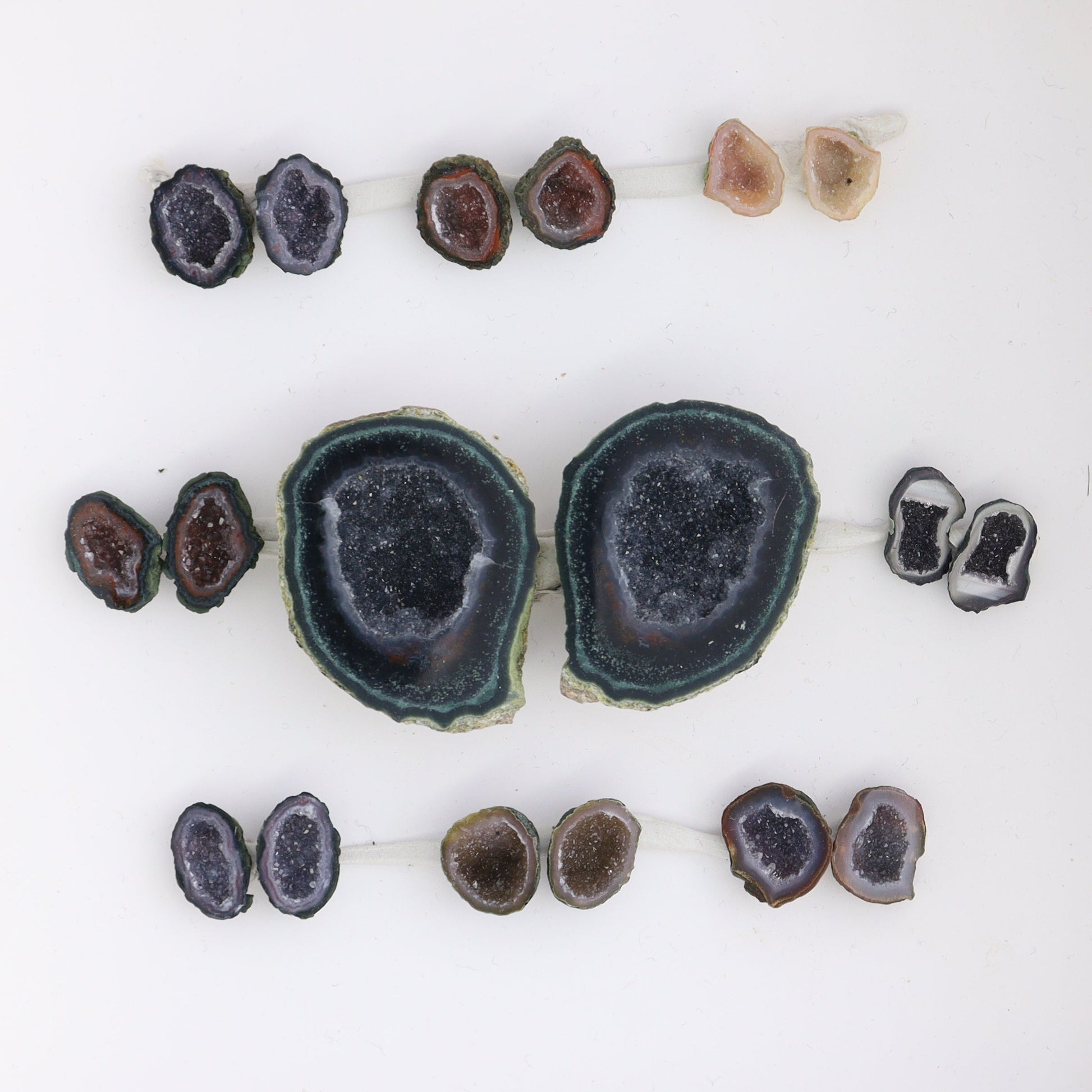 Tabasco Geodes 9 Pairs - Expert Wholesale and Supplier of Wholesale Crystals & Bulk Gemstones, ["Geodes","Tabasco Geode"]