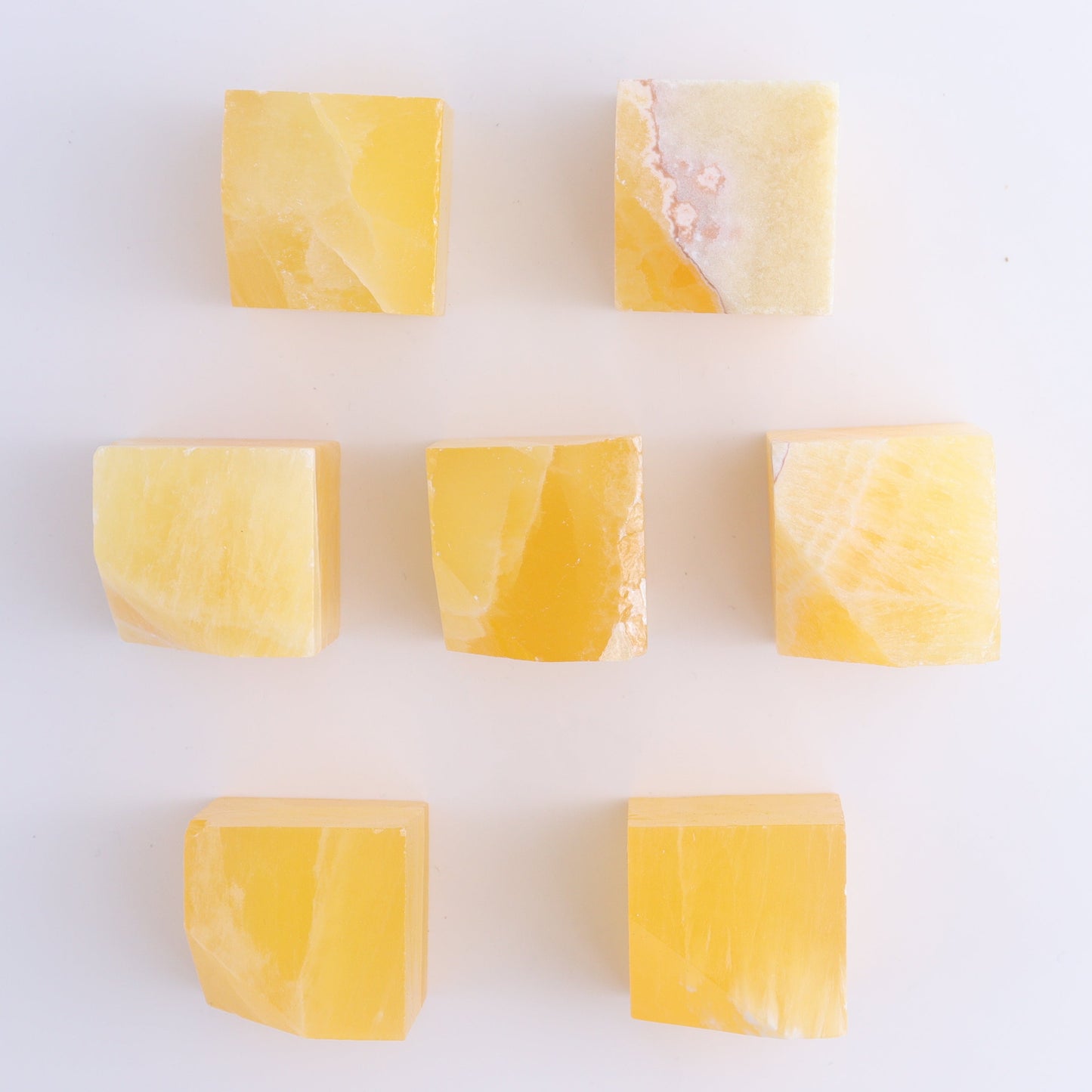Honeycomb Calcite Standing Cubes Set of 7 - Expert Wholesale and Supplier of Wholesale Crystals & Bulk Gemstones, ["Calcite","close_50","Flats","Freeforms","Honey Calcite","Utah"]