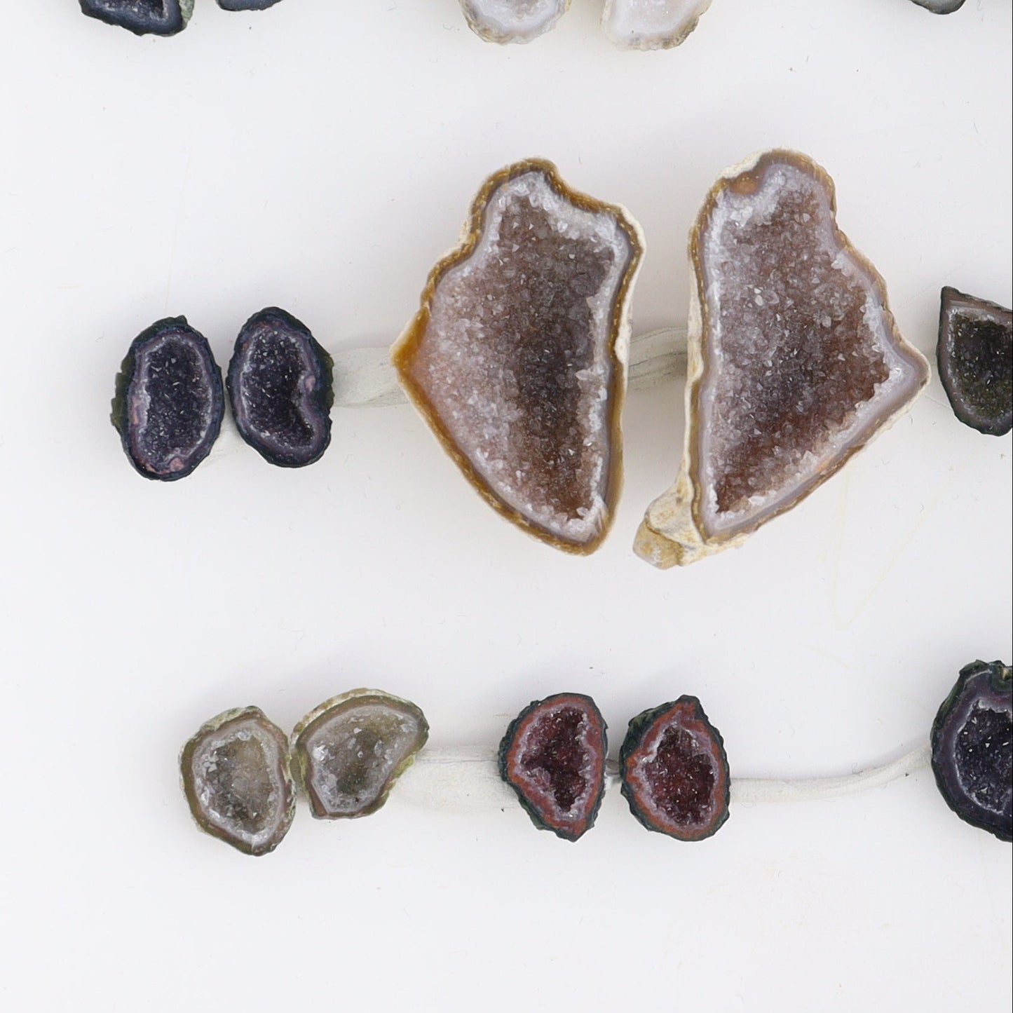 Tabasco Geodes 9 Pairs - Expert Wholesale and Supplier of Wholesale Crystals & Bulk Gemstones, ["Geodes","Tabasco Geode"]