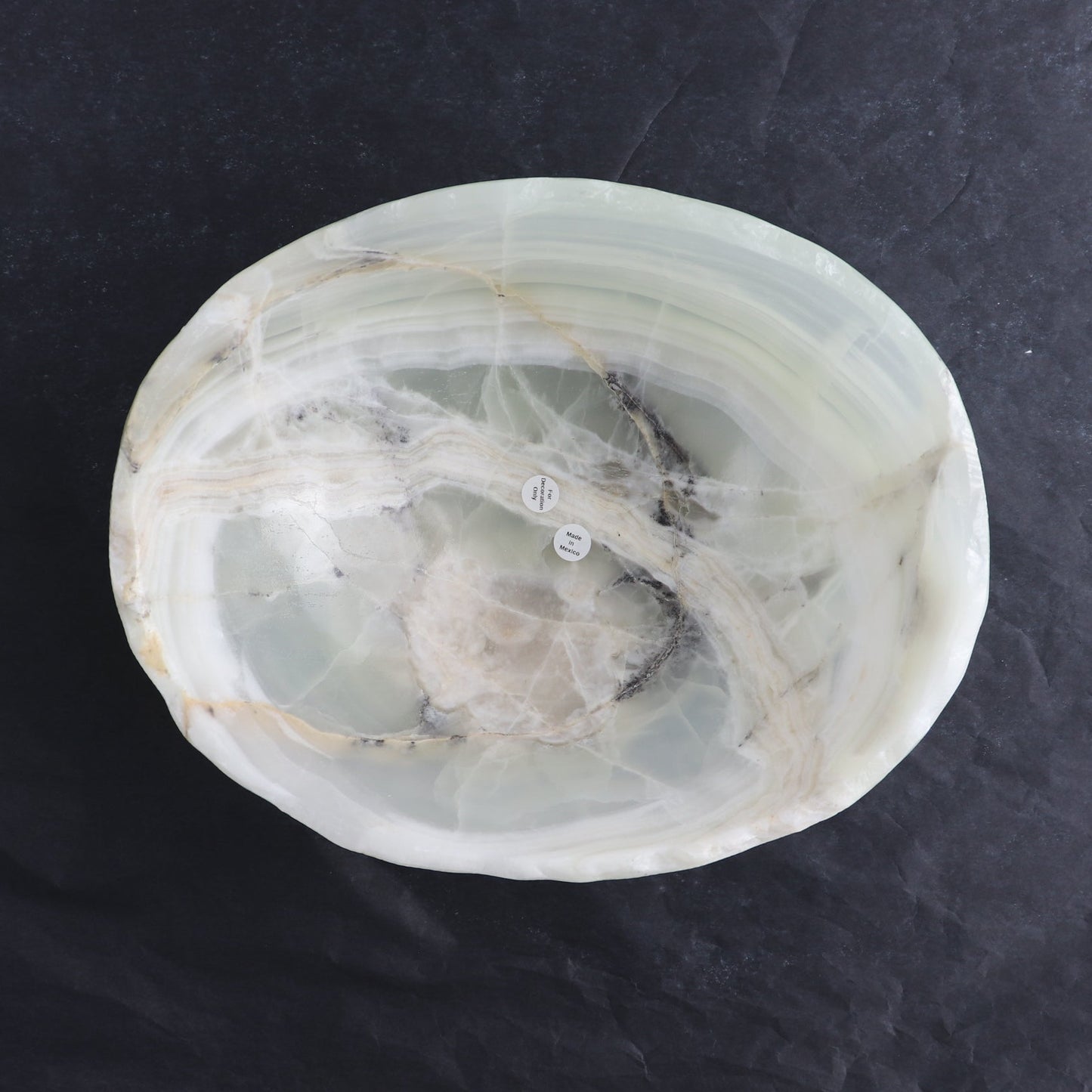 One Bowl Mexican Onyx/Calcite White with Green Banding Rough