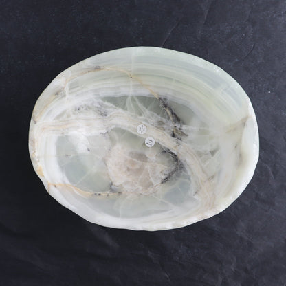 One Bowl Mexican Onyx/Calcite White with Green Banding Rough
