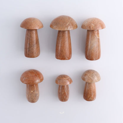 Peach Moonstone Mushrooms Set of 6