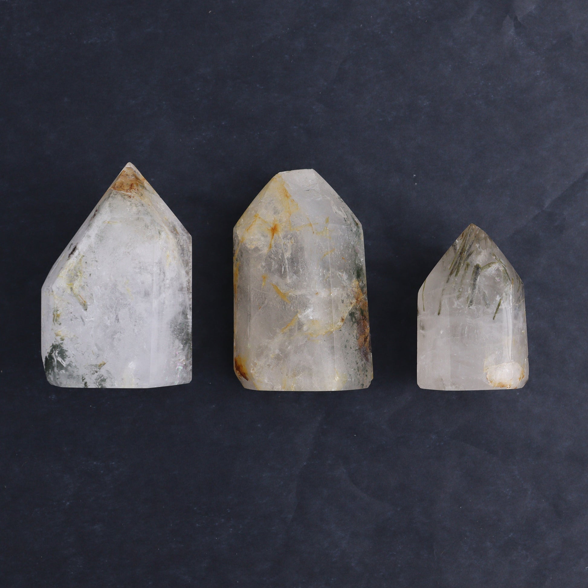 Garden Quartz Towers Set of 3 - Expert Wholesale and Supplier of Wholesale Crystals & Bulk Gemstones, ["Garden Quartz","Quartz","Towers"]