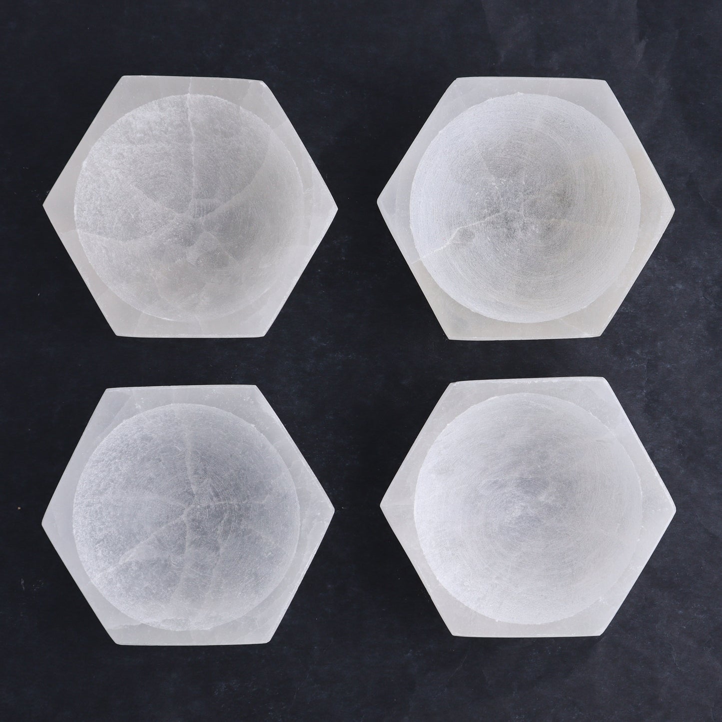 One Selenite (Satin Spar) Hexagon Bowl 10 cm - Expert Wholesale and Supplier of Wholesale Crystals & Bulk Gemstones, ["Bowls","Hexagon","Morocco","Selenite"]