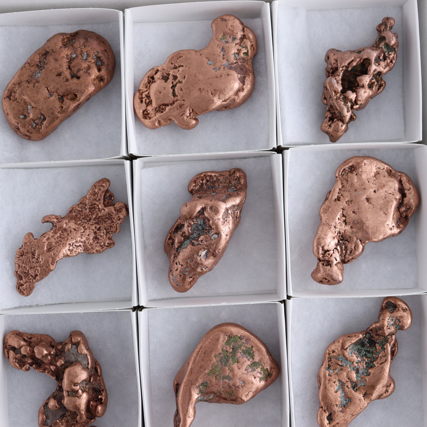 Copper Nuggets Flat of 12 - Expert Wholesale and Supplier of Wholesale Crystals & Bulk Gemstones, ["copper","Copper Nuggets","Freeforms","United States"]