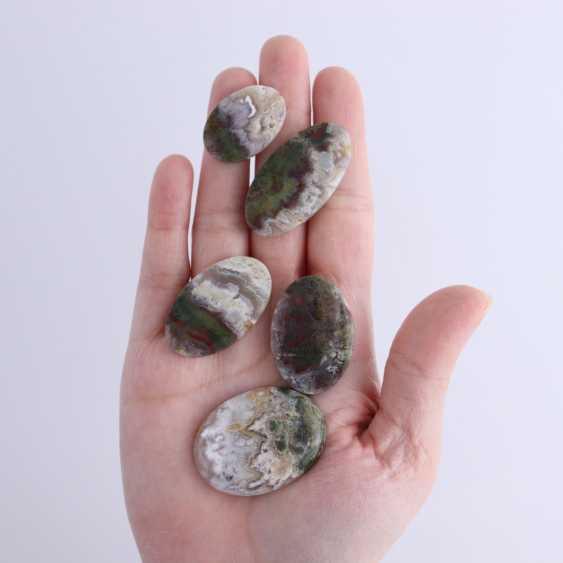 One Moss Agate Oval Cab - Expert Wholesale and Supplier of Wholesale Crystals & Bulk Gemstones, ["Agate","Cabs","Moss Agate","Oval"]