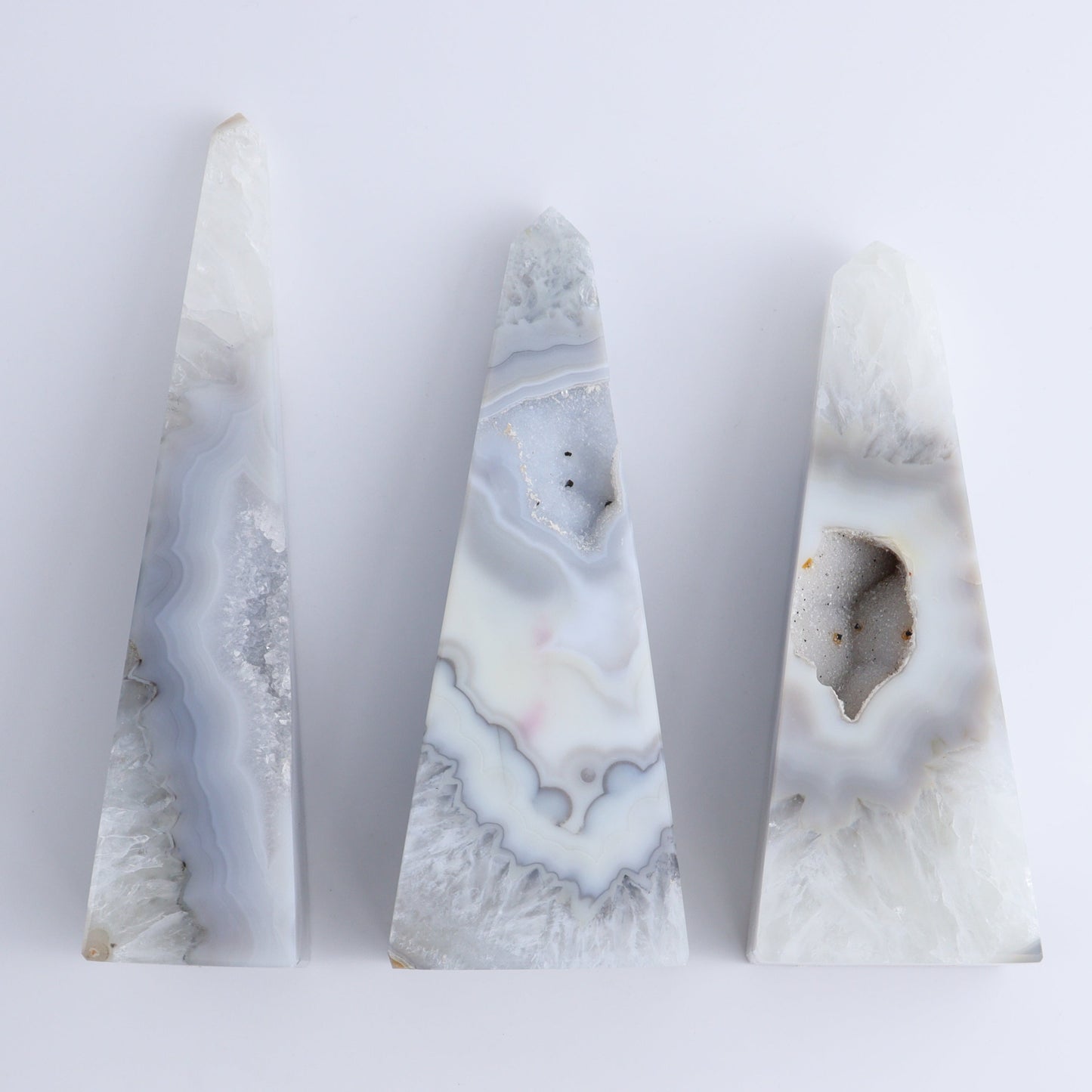 Agate Obelisk Set of 3 - Expert Wholesale and Supplier of Wholesale Crystals & Bulk Gemstones, ["Agate","Brazil","Obelisk"]